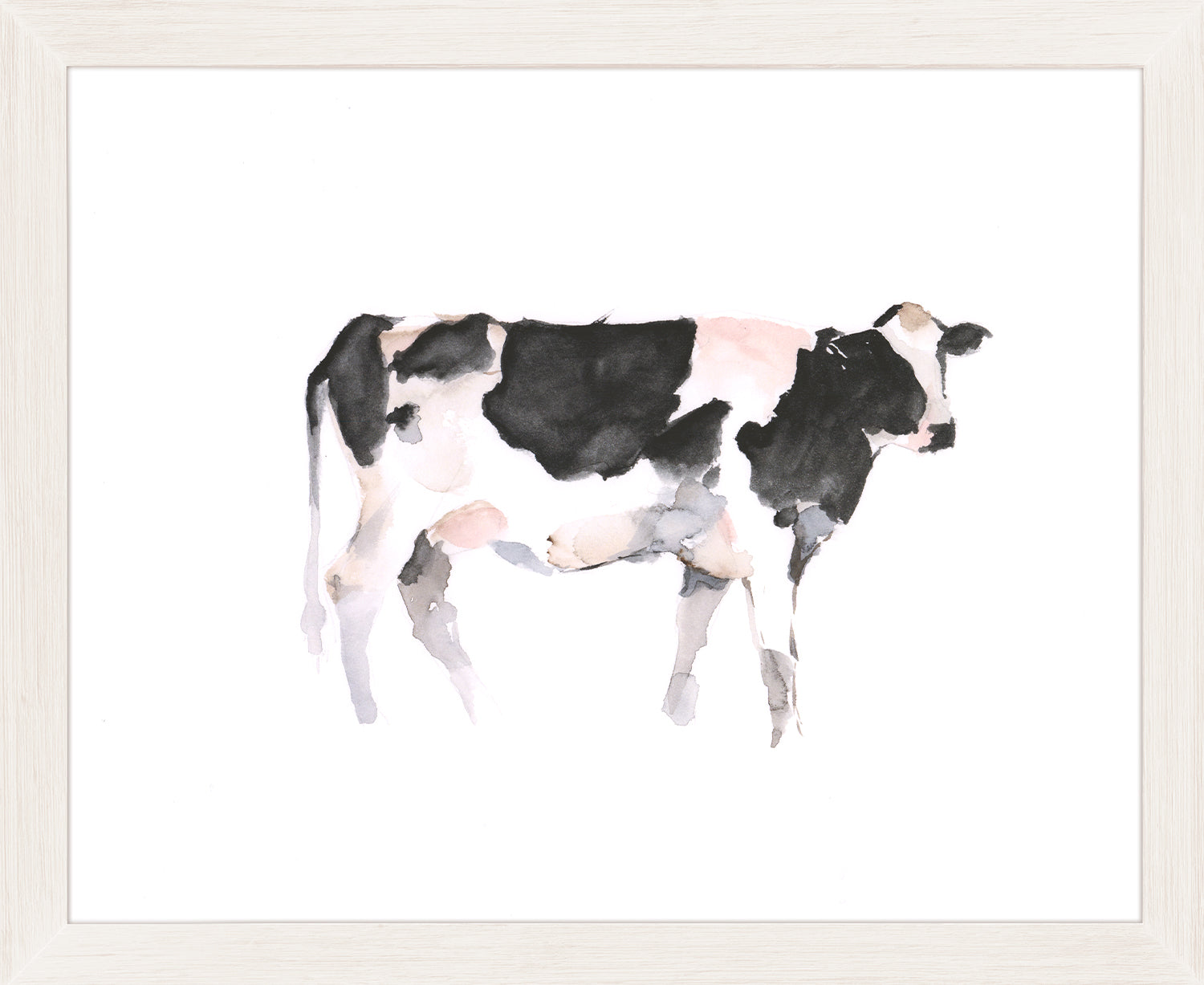 Farm Animal Study II wall art featuring a watercolor cow in black and white.