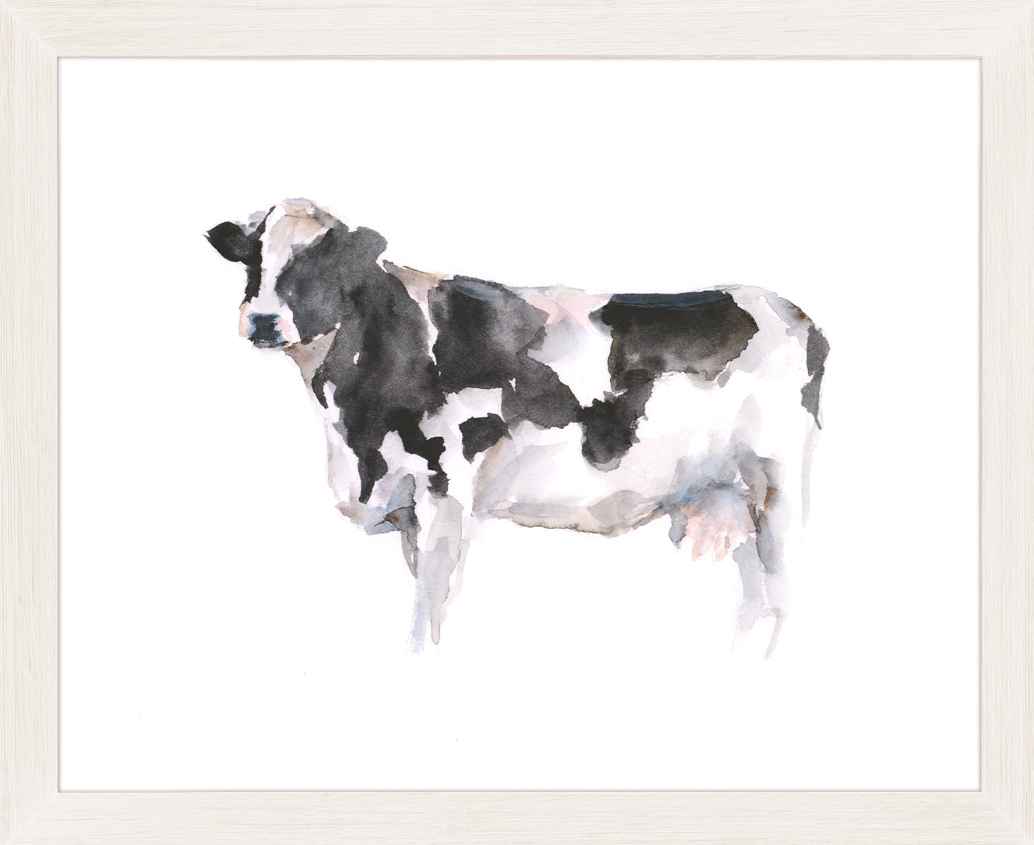 Farm Animal Study III wall art featuring a watercolor cow in black and white