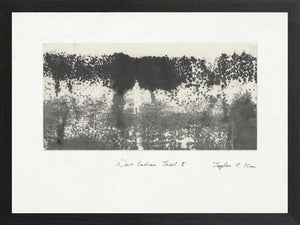 West Indian Trail II wall art featuring abstract black and white design with textured patterns.