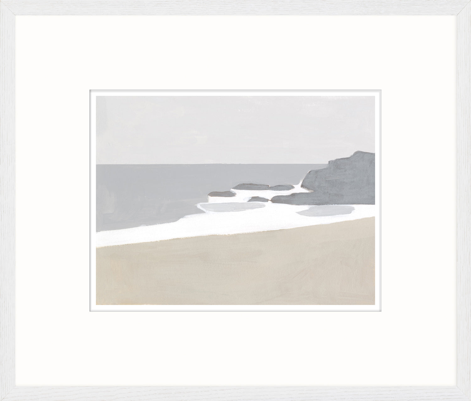 Coastal Planes IV wall art featuring a serene beach scene with gray and beige tones.