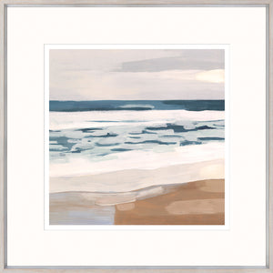 Surfside II wall art featuring abstract ocean waves in soft blue and beige tones