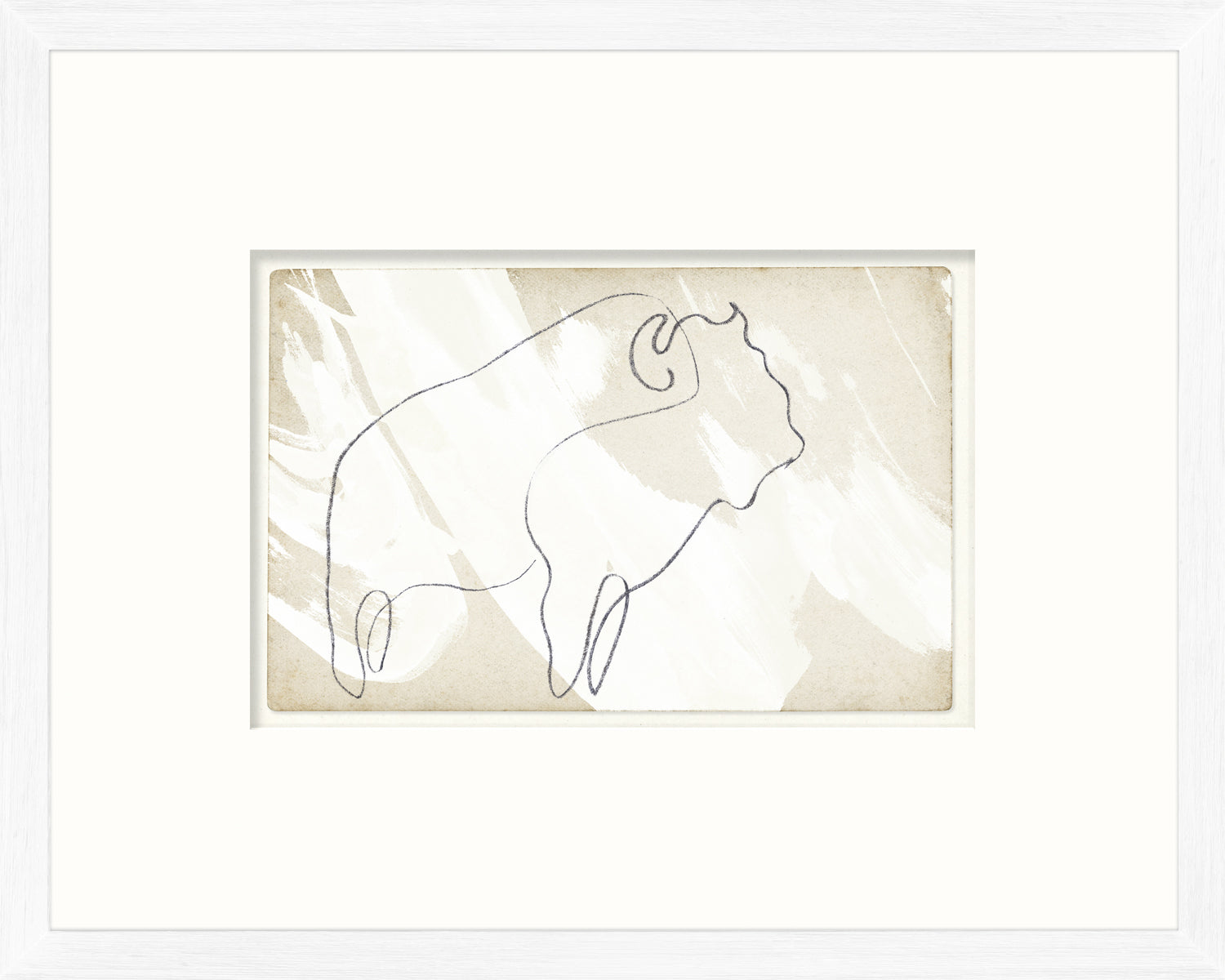 One Line – Buffalo wall art featuring a minimalist buffalo outline on a textured beige background