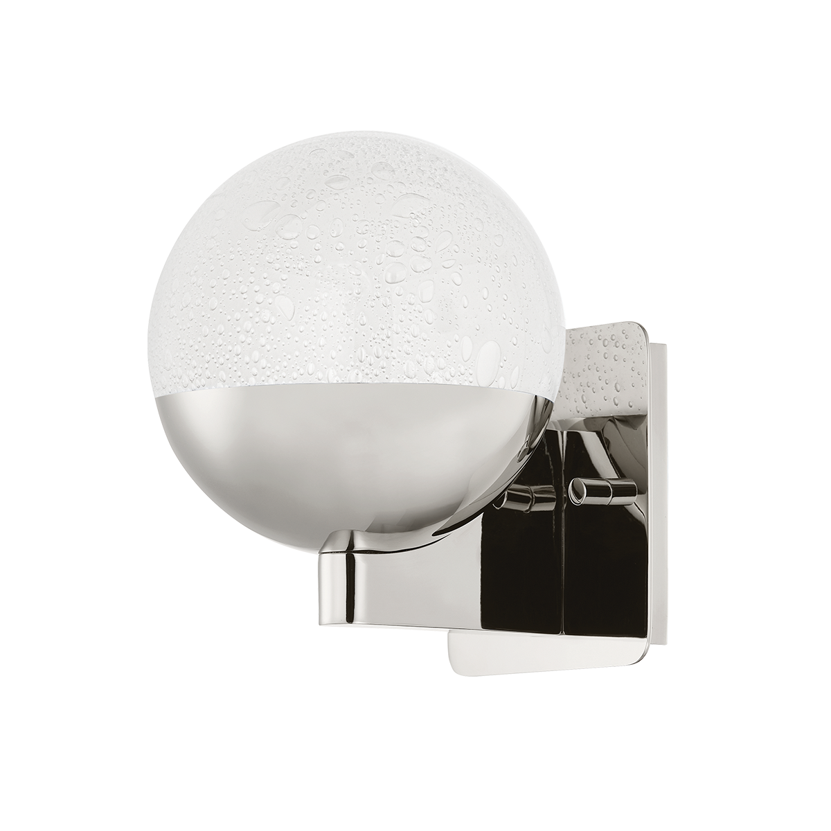 Rochford Wall Sconce in polished nickel shown from a second angle to highlight the arm curve and shade silhouette.