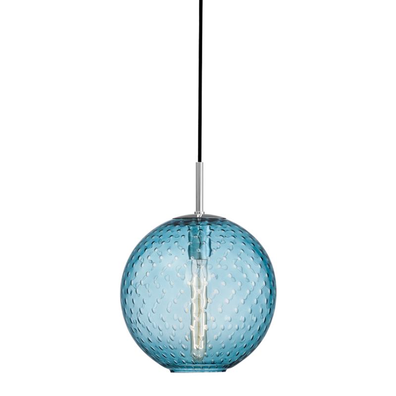 Rousseau Pendant 11.25" in polished chrome shown from the front to reveal the shade shape and metal detail.