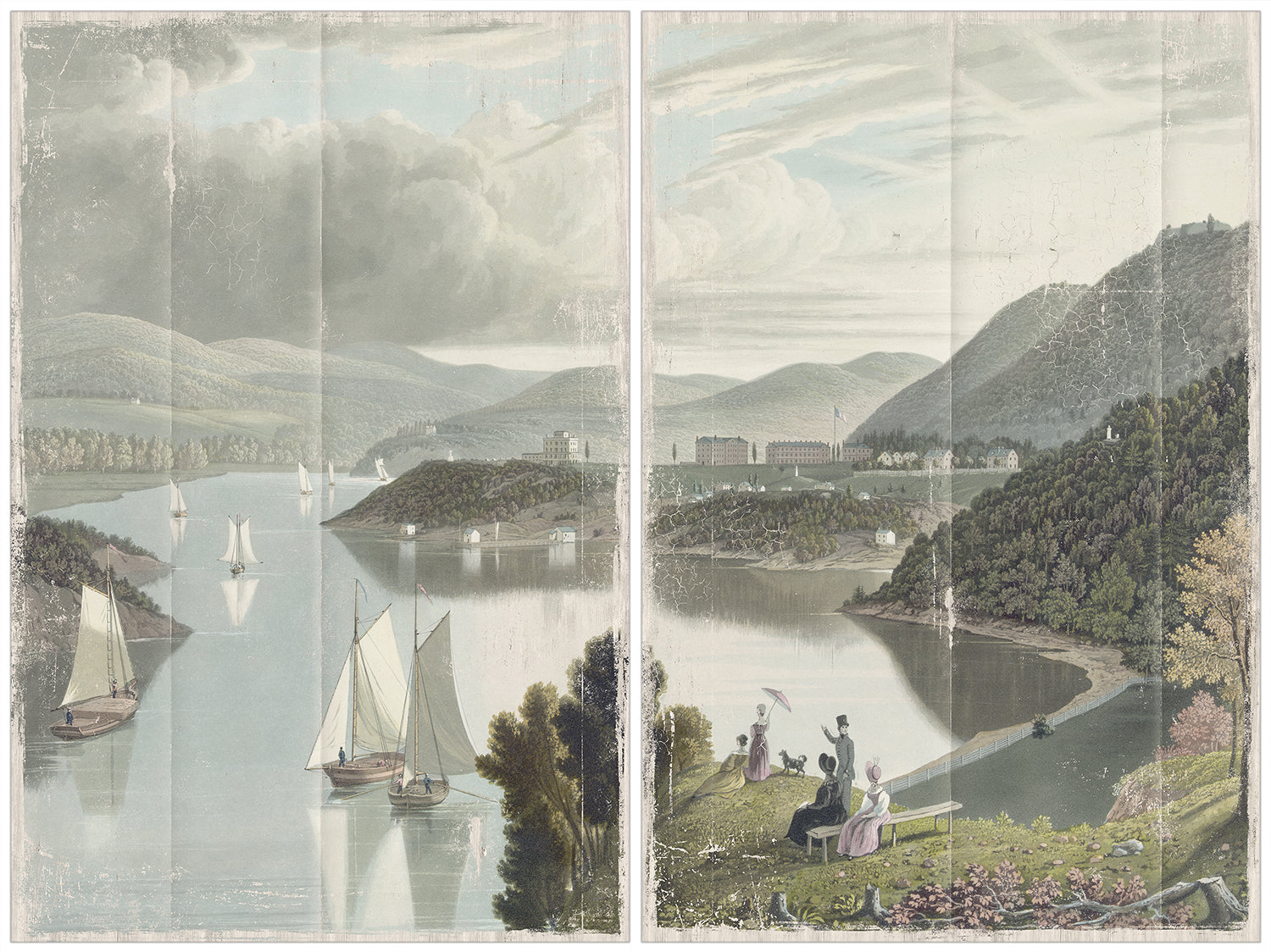 Washington Valley – West Point 1834 Diptych — architecture and travel gallery canvas art shown from another angle