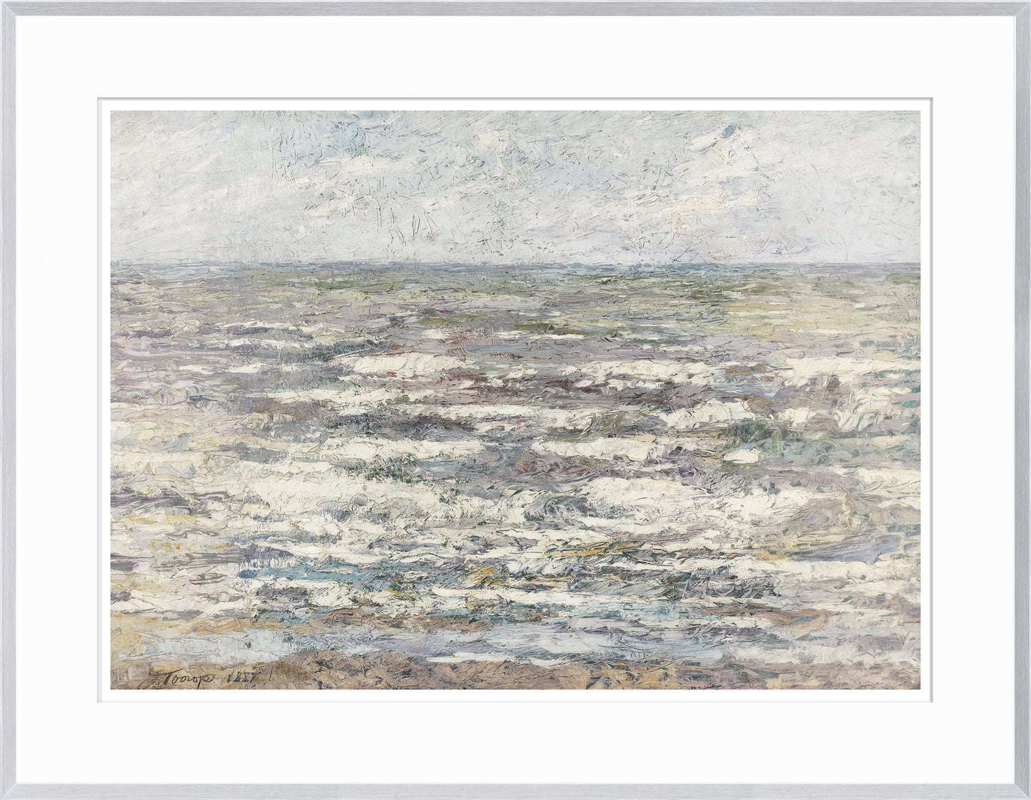 Sea at Katwijk, 1887 wall art featuring textured waves in muted colors and a light sky.