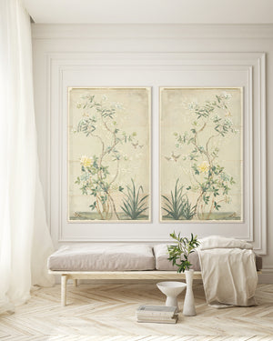 Chinoiserie Scenic I — nature and landscape fine art print in cool tones at Laurie Yapp Home