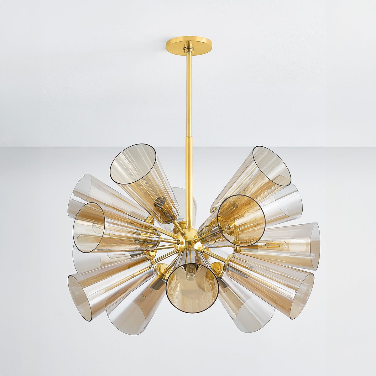Hartwood Chandelier 32" in aged brass — a Hudson Valley chandelier for dining rooms, entries, and living rooms at Laurie Yapp Home.
