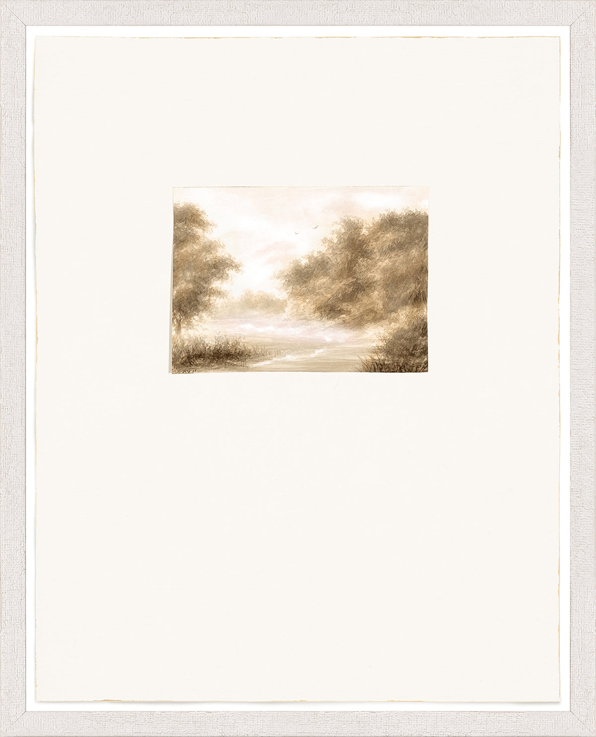 Ver Huell – Watercolours IX wall art featuring a serene landscape in soft browns and creams.