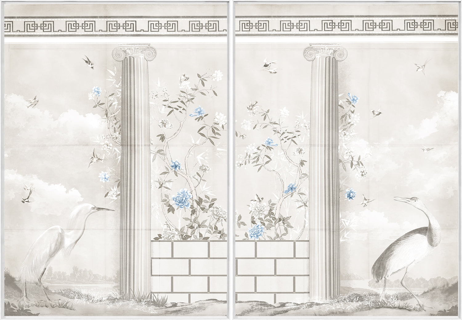 Greco-Roman Aviary Diptych — architecture and travel fine art print shown from another angle