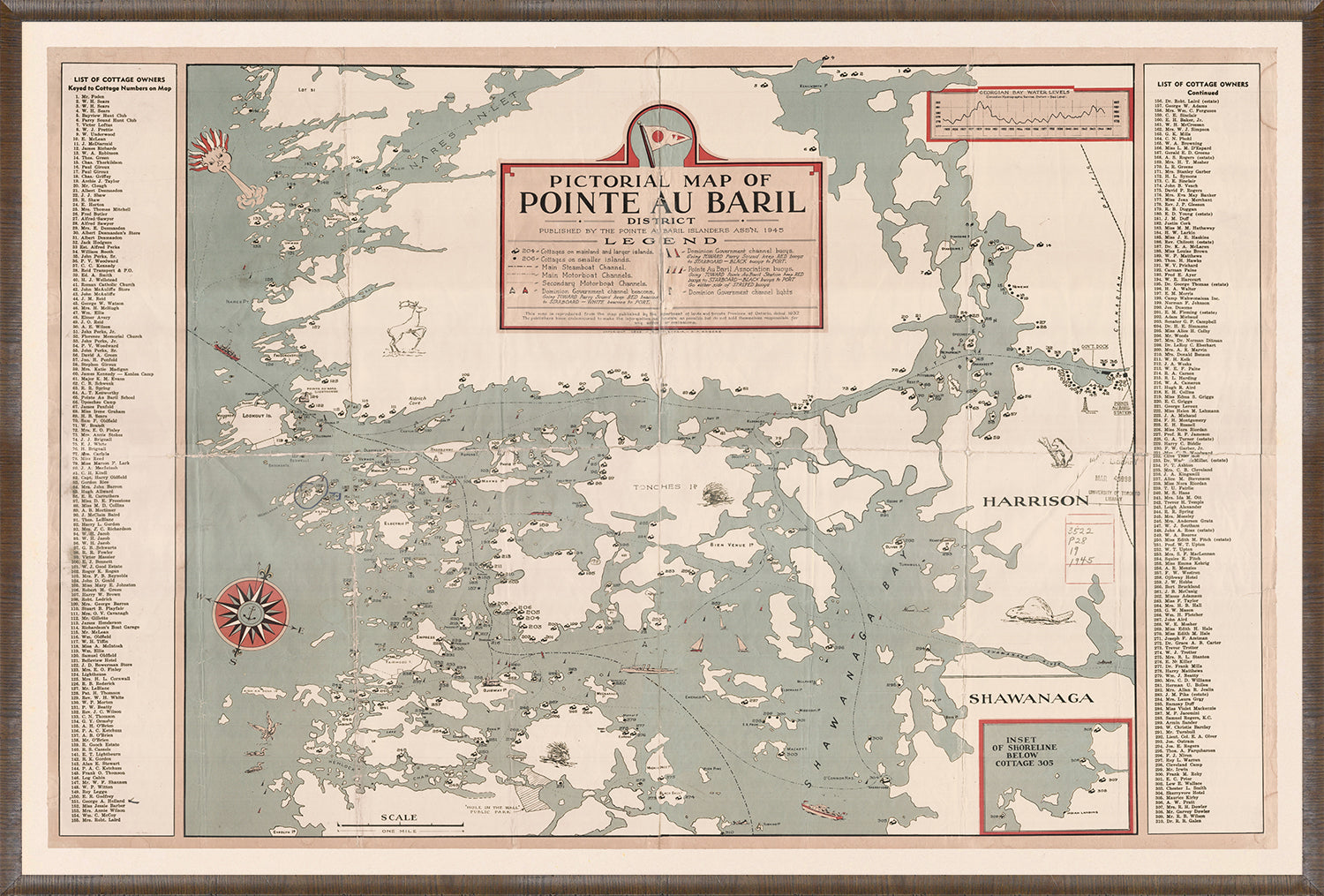 Map – Pointe Au Baril – 1945 wall art
