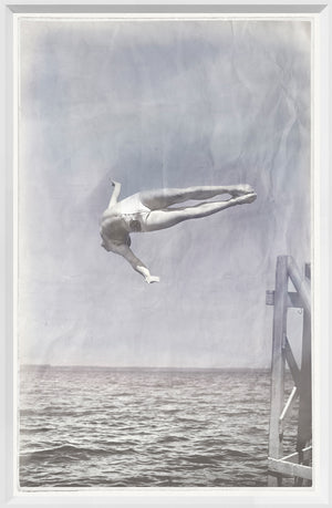 Indigo Stained – Mid Dive — figurative fine art print in cool tones at Laurie Yapp Home