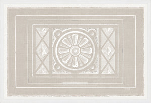 Parterre Classique II wall art featuring a beige background with white geometric patterns.