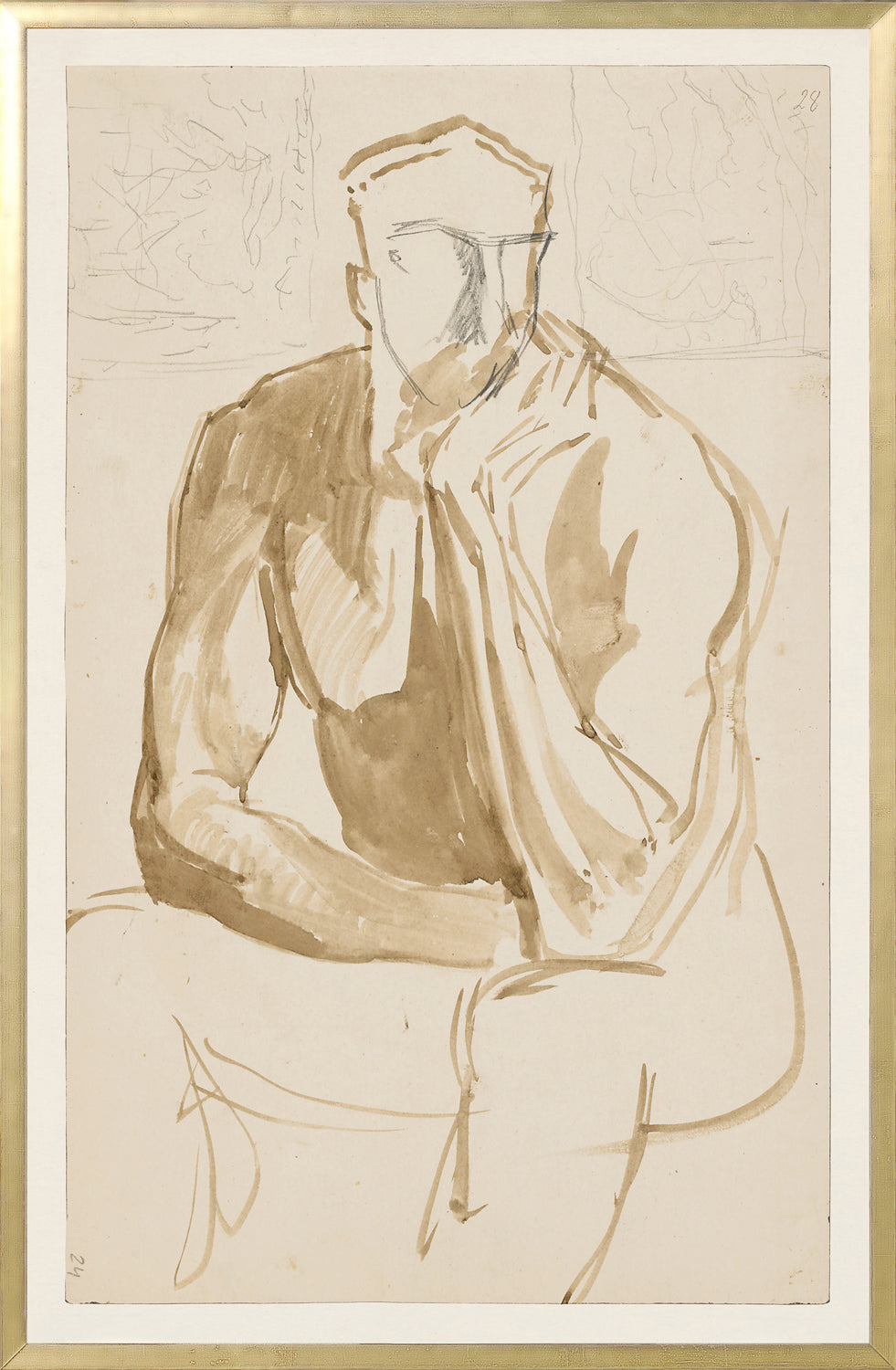 front view of COLLECTION VINTAGE – CARYATID IN ROSE AND BLUE, 1913 luxury Artwork