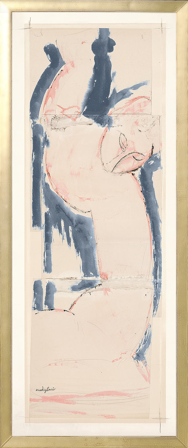 COLLECTION VINTAGE – CARYATID IN ROSE AND BLUE, 1913 — figurative fine art print in warm tones at Laurie Yapp Home