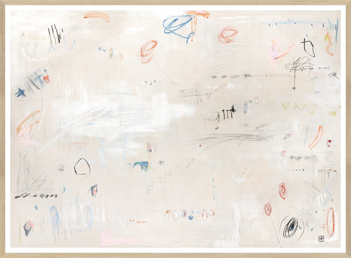 BonBon wall art featuring abstract designs in soft colors on a light background