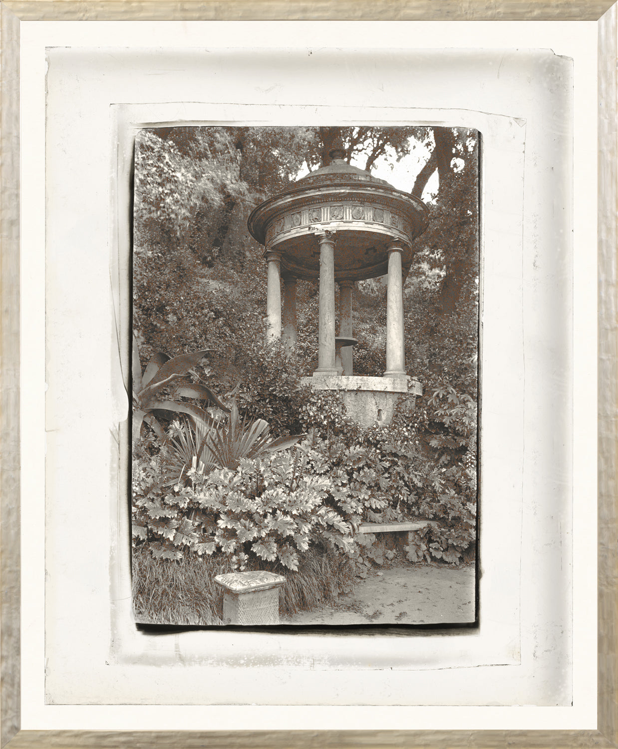 Garden Lantern Slides II C. 1930 wall art featuring a vintage gazebo surrounded by lush greenery.