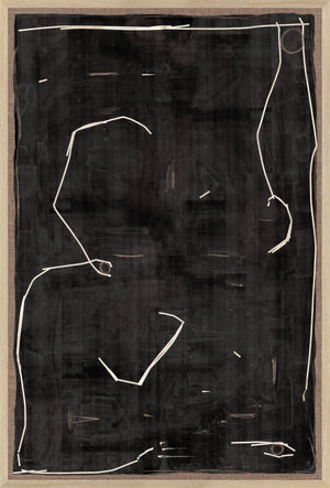 Modern Hieroglyph II wall art featuring abstract white lines on a black background