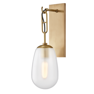 Bruckner Wall Sconce in aged brass — a Hudson Valley wall sconce for bathrooms, hallways, and living rooms at Laurie Yapp Home.