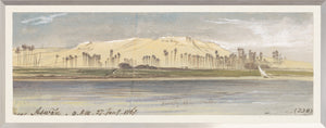 Lear – Watercolour Series, Pale Yellow III wall art depicting a landscape with mountains and palm trees.