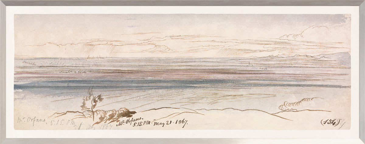 Lear – Watercolour Series, Mauve II wall art featuring soft mauve and blue tones with a landscape design.