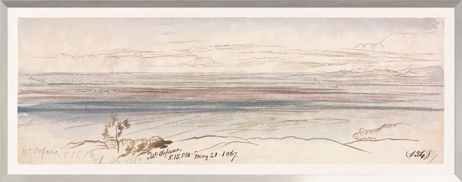 Lear – Watercolour Series, Mauve II wall art featuring soft mauve and blue tones with a landscape design.