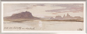 Lear – Watercolour Series, Mauve IV wall art featuring a landscape with mauve tones and mountains.