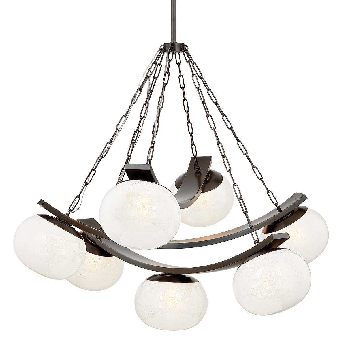 Duxbury Chandelier 43.75" in dark bronze shown from a second angle to highlight the frame, arms, and shade detail.