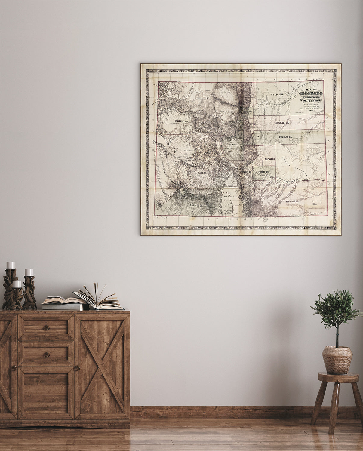Map - Colorado Territory 1862 — architecture and travel fine art print in neutral tones at Laurie Yapp Home