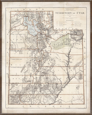 Map - Territory of Utah, 1876 — architecture and travel fine art print in neutral tones at Laurie Yapp Home