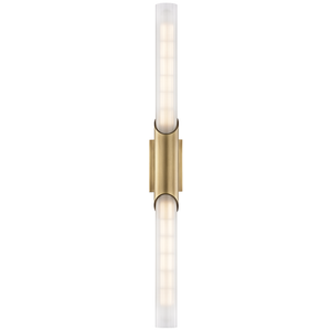 Pylon Wall Sconce 2.75" x 26.25" in aged brass — a Hudson Valley wall sconce for bathrooms, hallways, and living rooms at Laurie Yapp Home.