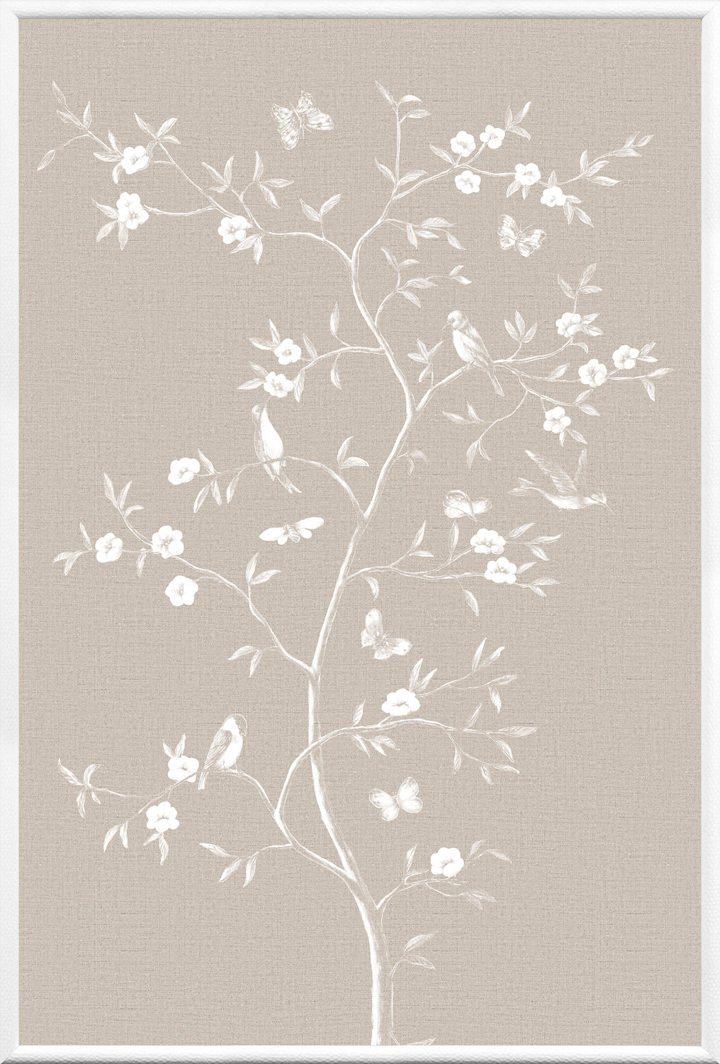 Linen Sanctuary I chinoiserie on linen