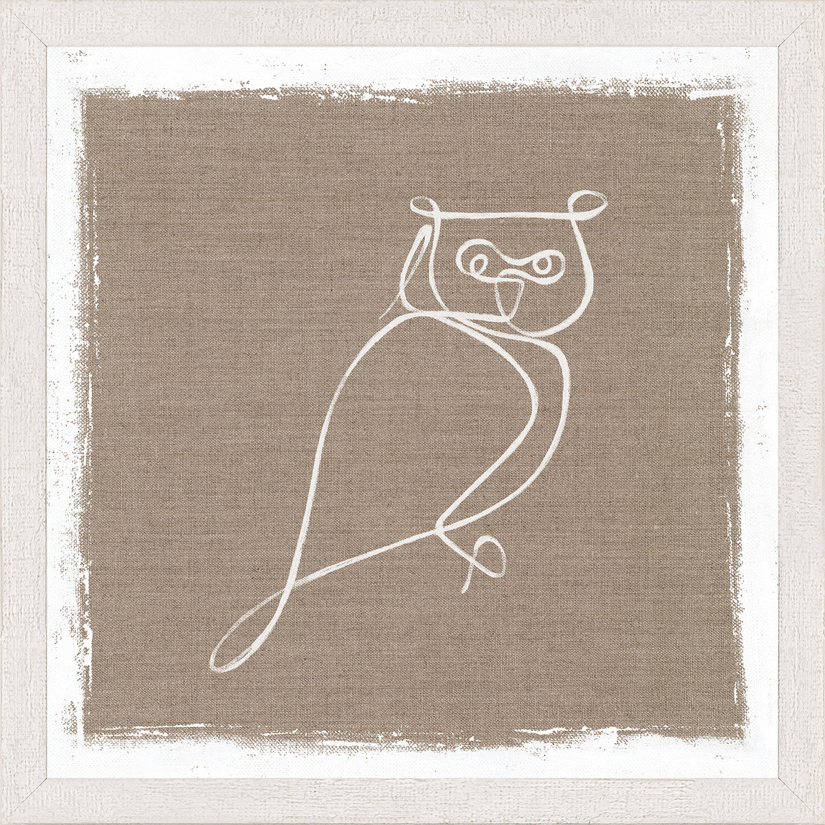 Cottage – One Line Owl — nature and landscape fine art print in neutral tones at Laurie Yapp Home
