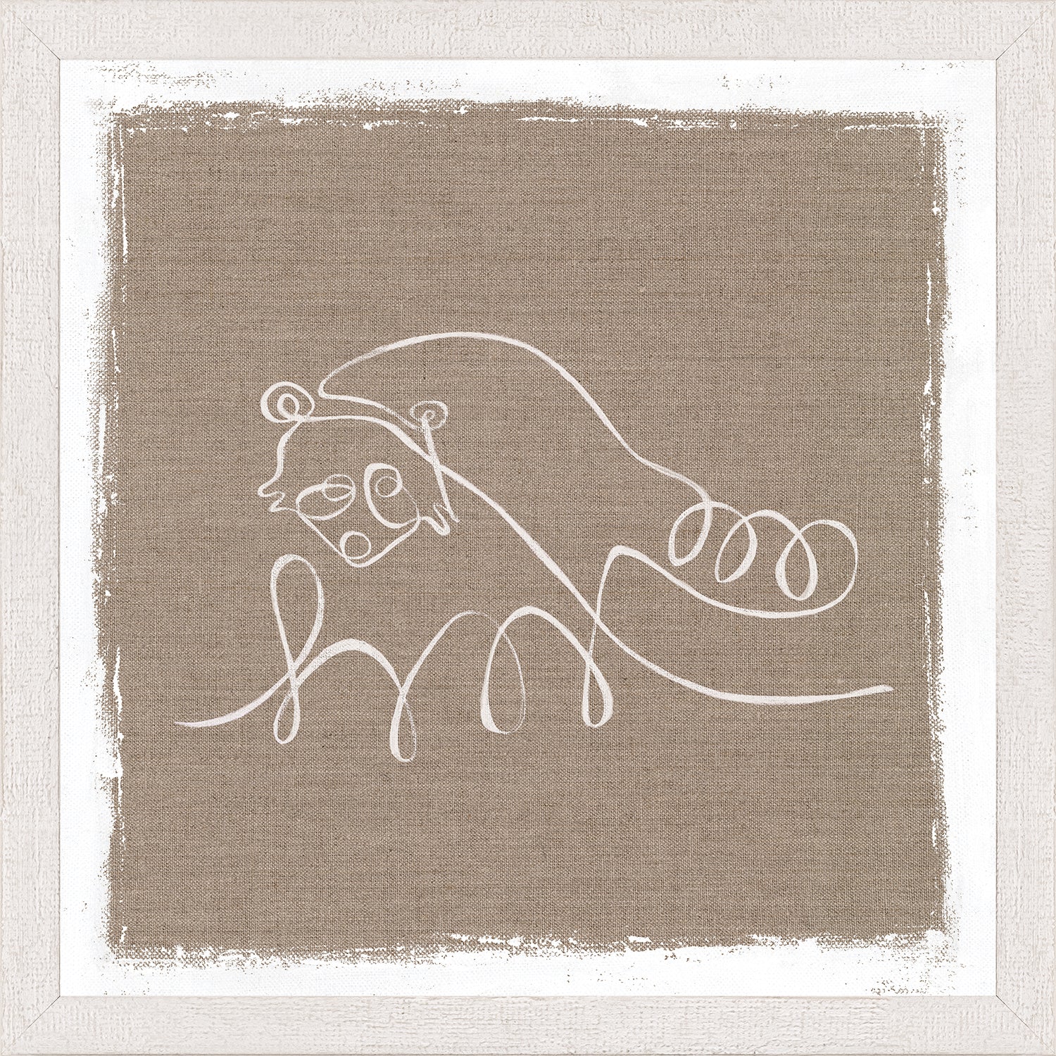 Cottage – One Line Racoon — nature and landscape fine art print in neutral tones at Laurie Yapp Home