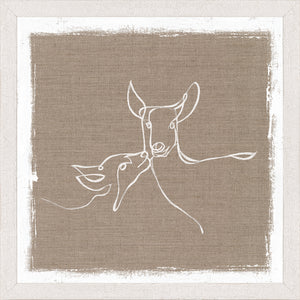 Cottage – One Line Doe and Fawn — nature and landscape fine art print in neutral tones at Laurie Yapp Home