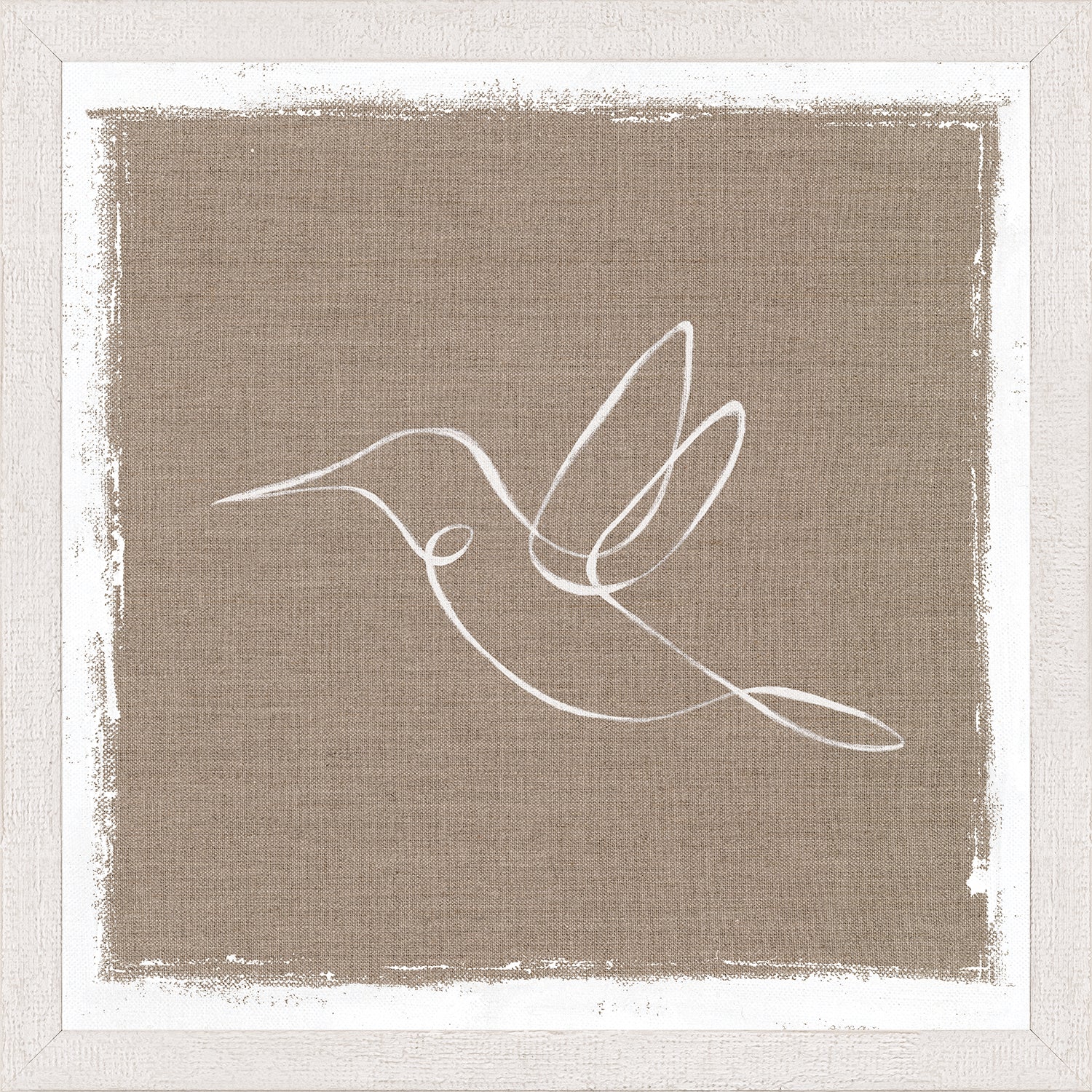 Cottage – One Line Hummingbird — nature and landscape fine art print in neutral tones at Laurie Yapp Home