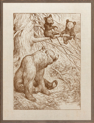 Northern Collection – Mother with Cubs C. 1893 — nature and landscape fine art print in neutral tones at Laurie Yapp Home