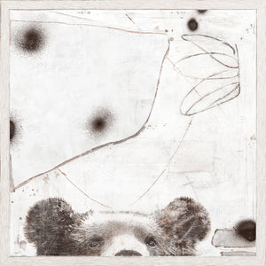 Carousel – Brown Bear wall art featuring a bear's face in muted tones on a textured white background.