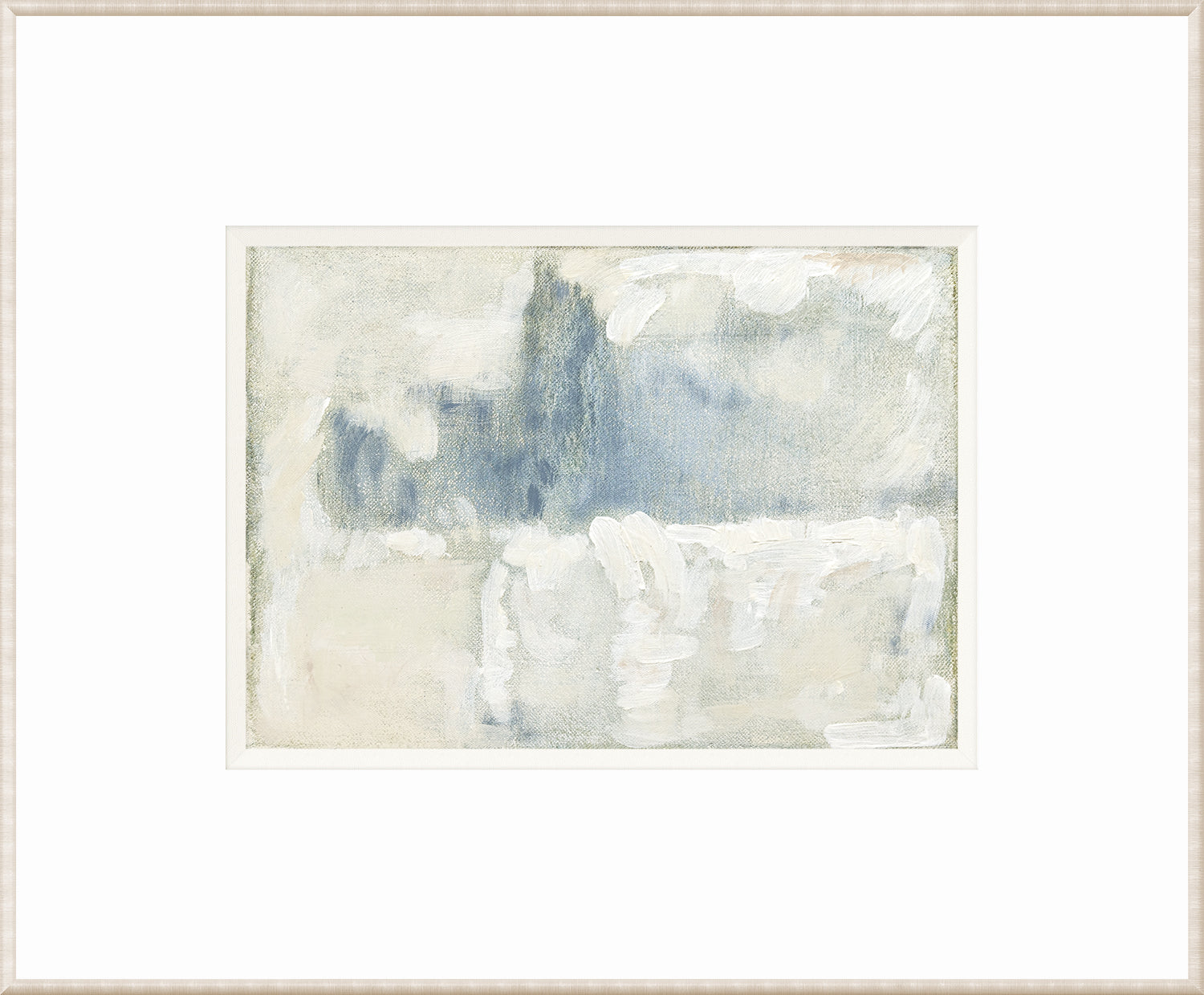 Impressionist View IV wall art featuring soft blue and white abstract brush strokes