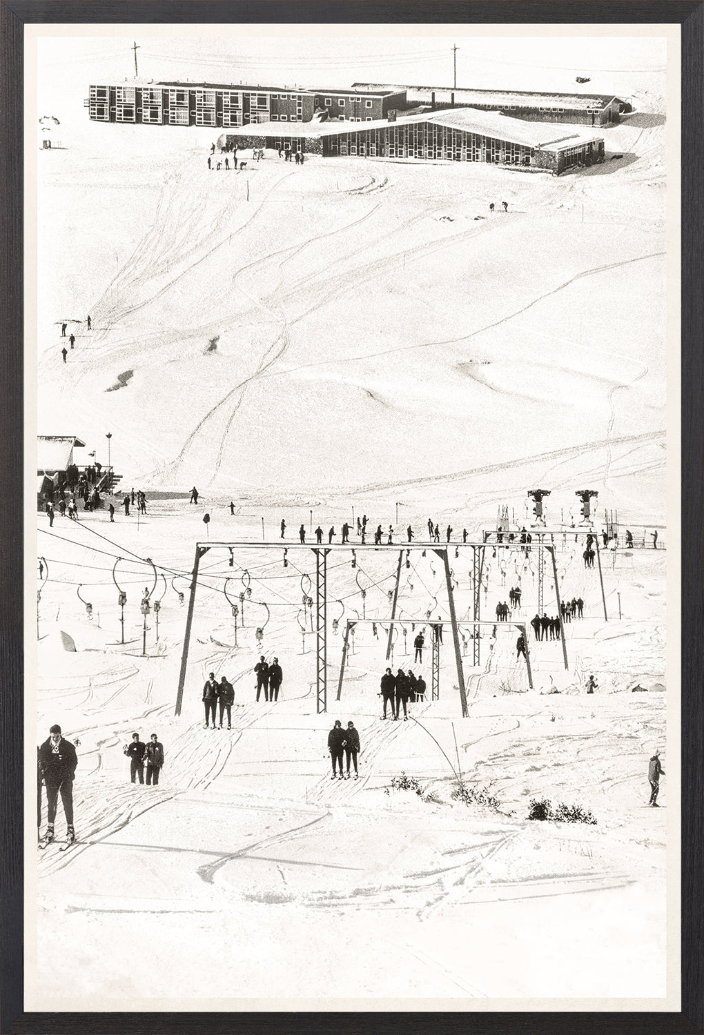 Ski Vacation IV, C. 1960 — figurative fine art print shown from another angle
