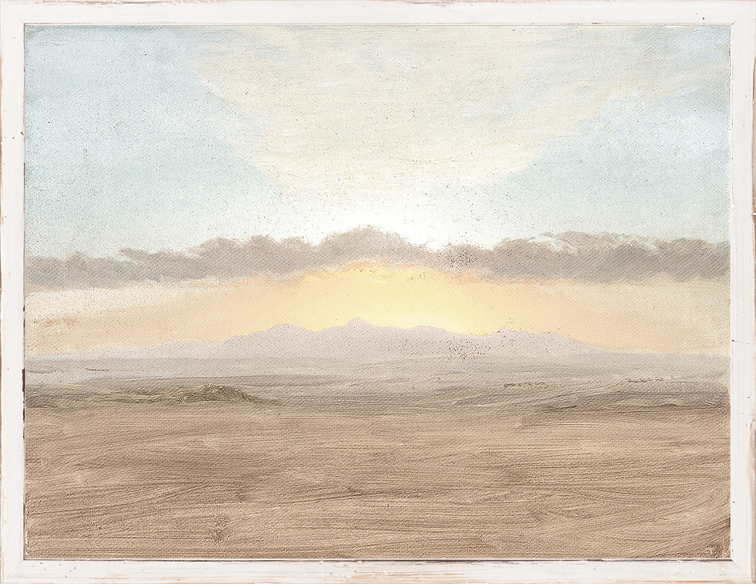 Petite Scapes – Sunset Study C. 1865 wall art featuring a serene sunset over mountains.