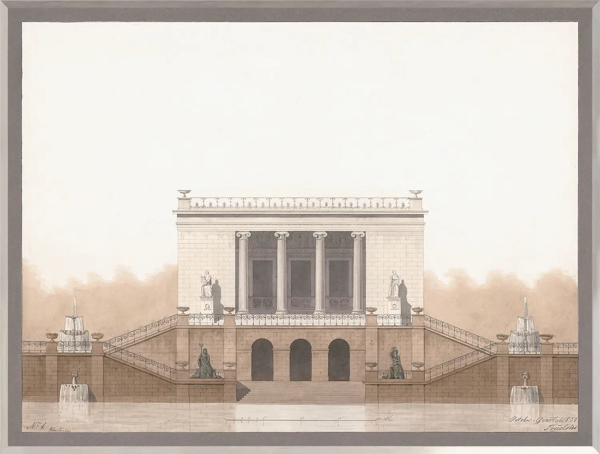front view of Italian Villa Facade I, C. 1838 luxury Artwork