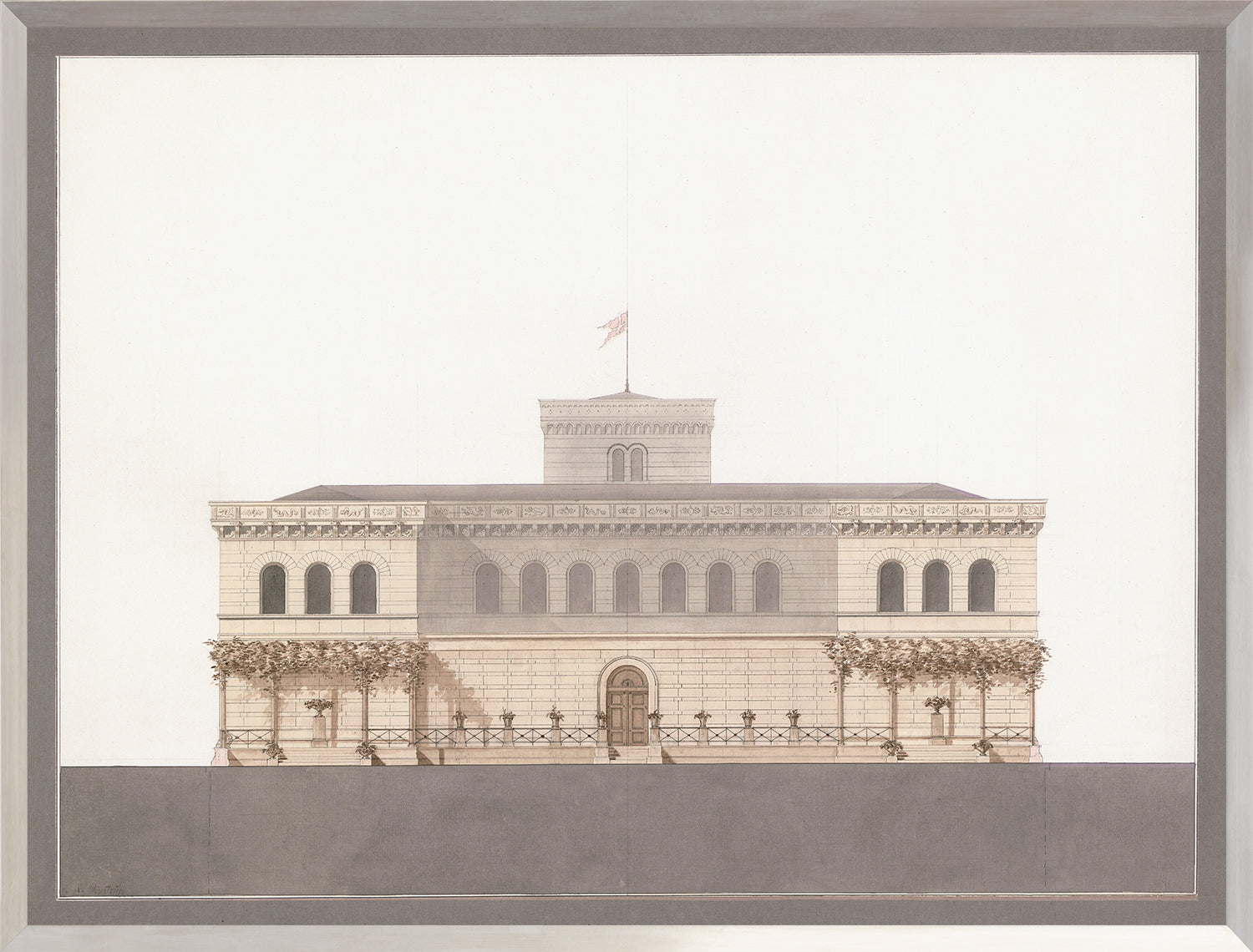 front view of Italian Villa Facade II, C. 1838 luxury Artwork