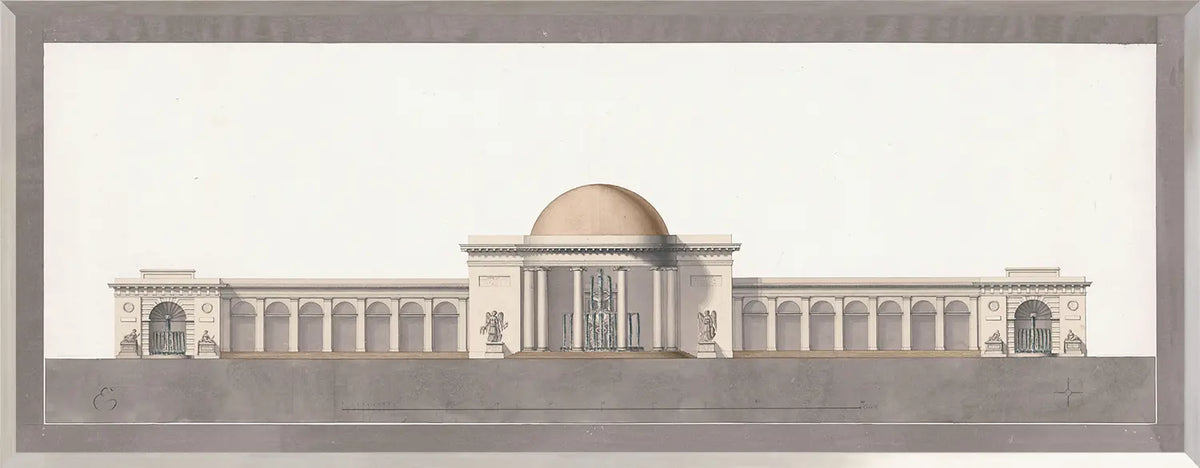 front view of Italian Villa Facade IV, C. 1838 luxury Artwork