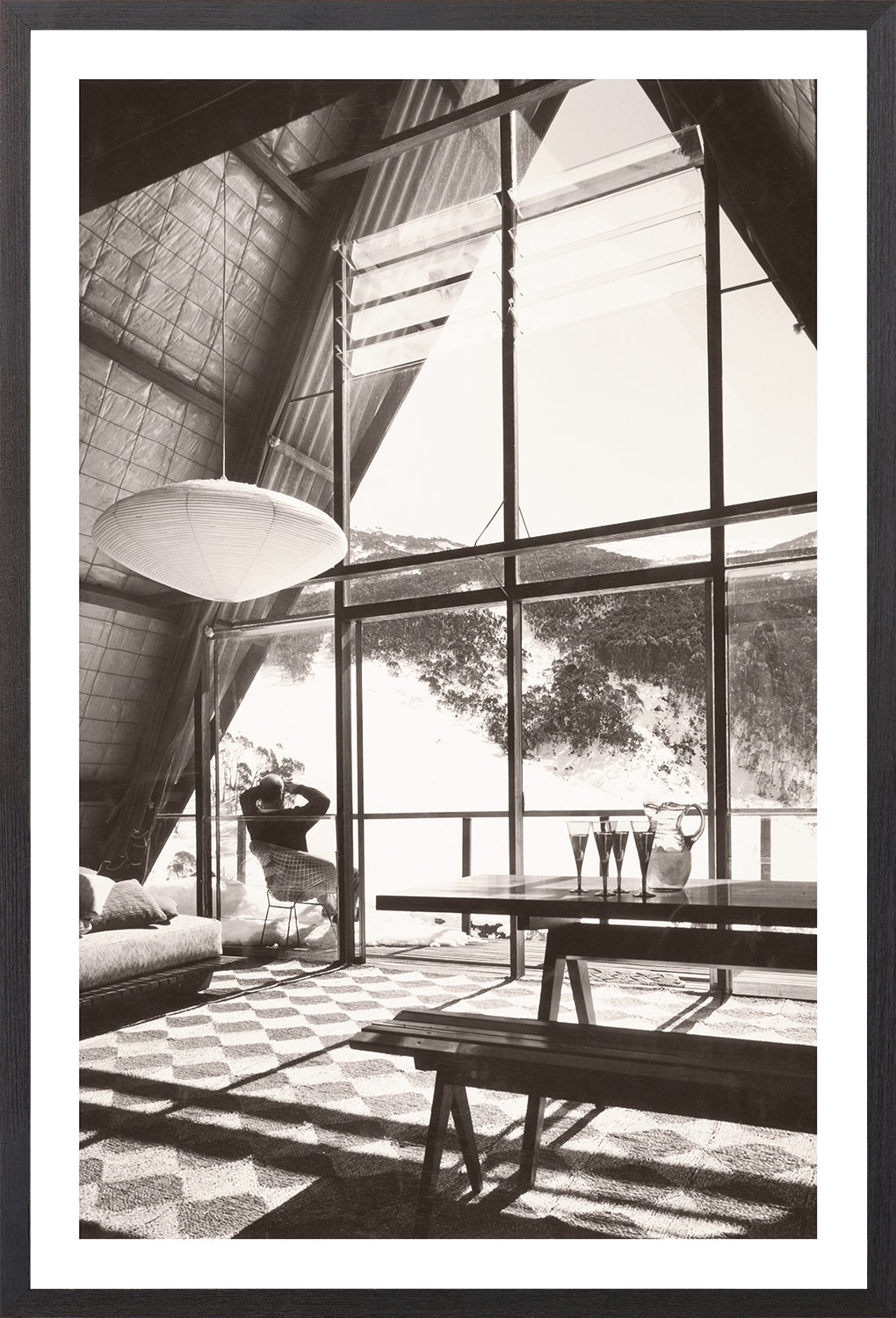 Ski Lodge Interior C 1966 framed art print