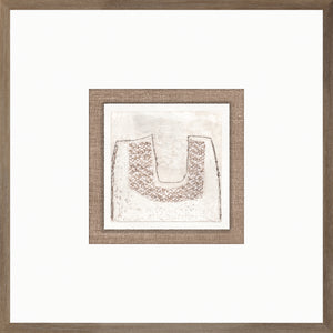 Encaustic Neutrals IV wall art featuring a textured abstract design in neutral tones, framed in light wood.