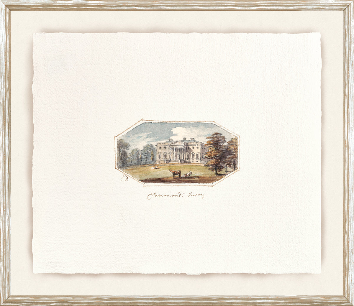 English Watercolours VI C. 1790 wall art featuring a historic mansion landscape in soft colors.