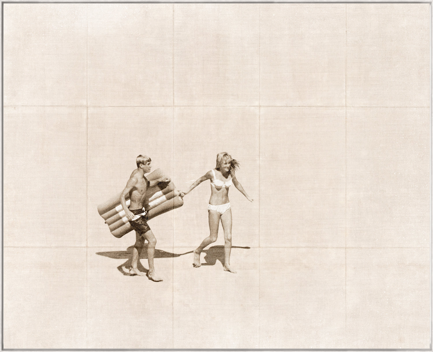 Summer Surf and Sand II C. 1966 wall art featuring a couple on the beach, vintage style.