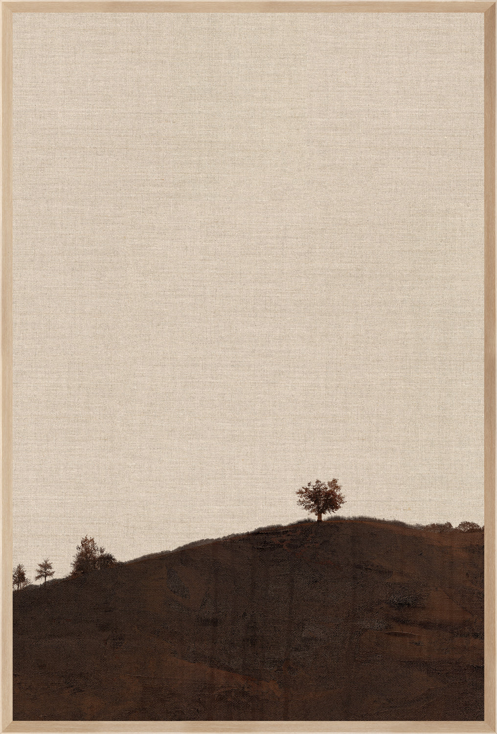 Chestnut Country III wall art featuring a minimalist landscape with a brown hill and single tree.