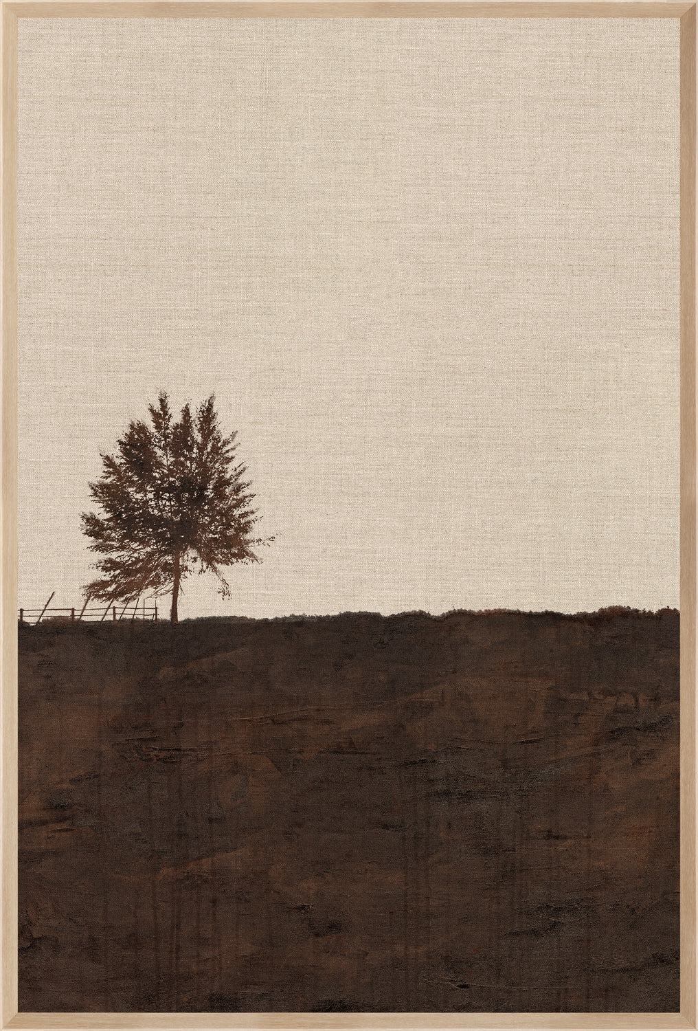 Chestnut Country VI wall art featuring a solitary tree silhouette on a textured beige background.